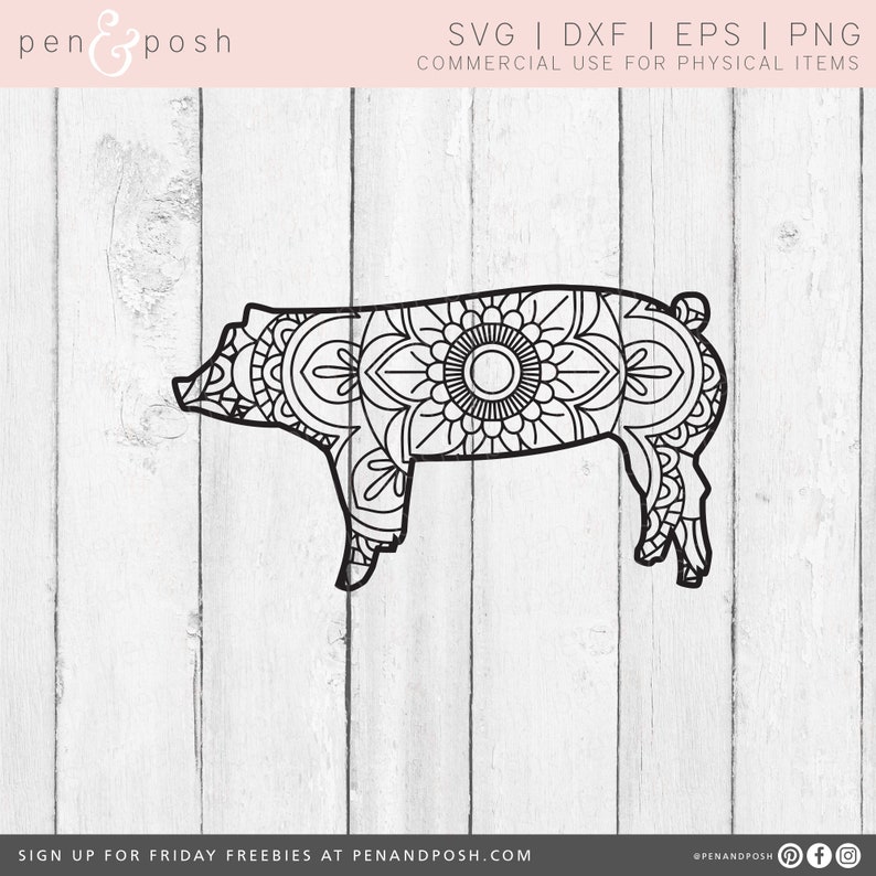 Download Show Pig SVG Mandala Show Pig Zentangle Show PIg 4H | Etsy