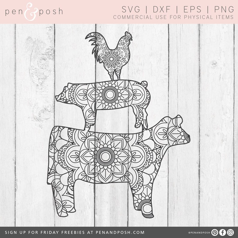 Download Mandala Animal SVG Mandala SVG Show Pig SVG Zentangle | Etsy