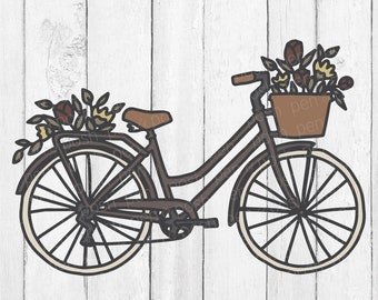 Bike With Flowers Svg - Bike With Flowers - Bike With Flowers Png-  Bicycle SVG - Vintage Bicycle - Bike SVG - Vintage SVG - Digital Svg