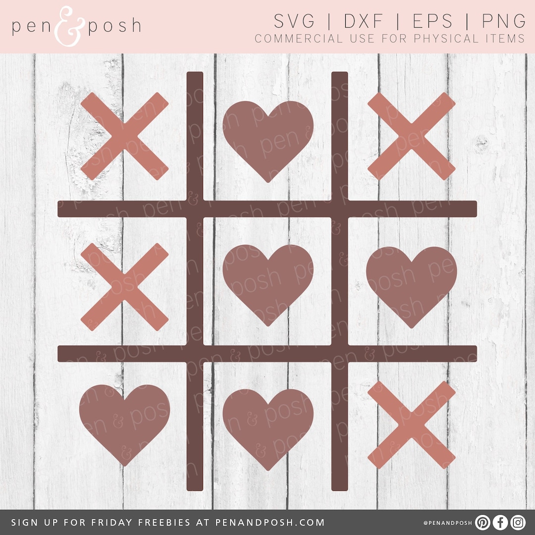 Tic Tac Toe SVG - Valentines Day SVG - Valentine Svg - Heart Svg - Love ...