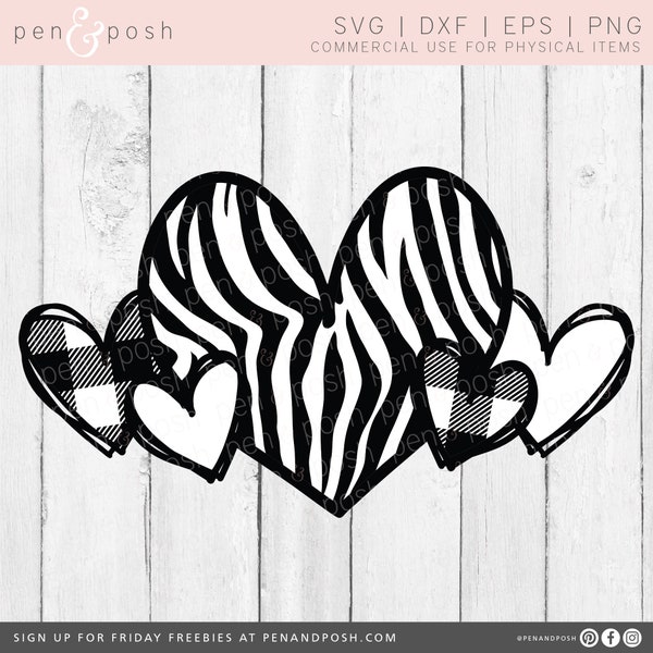 Zebra Plaid Heart SVG -Zebra Heart SVG - Animal Print SVG - Buffalo Plaid Svg - Hearts svg - Valentines Svg -Digital Download - Vectors