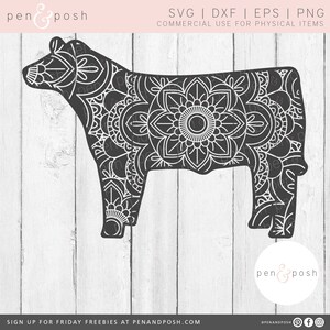 Show Animals SVG Show Pig Svg Show Goat Svg Show Lamb Show Steer Mandala Show Animals Zentangle Show Pig SVG Mandala Animal image 4