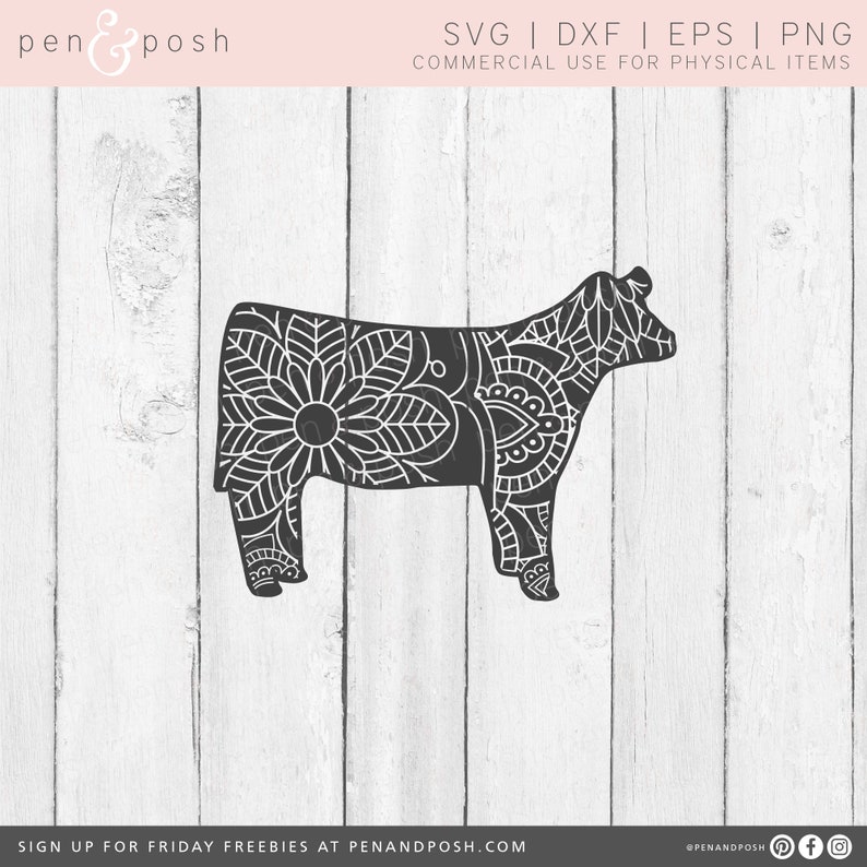 Mandala SVG Zentangle SVG Mandala Cow SVG Heifer Svg Zentangle Cow Svg Cow Svg Mandala Animal Svg Zentangle Animal show heifer image 2