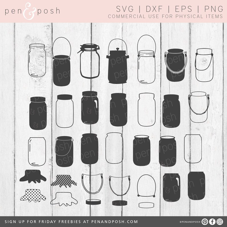 Download Mason Jar SVG Jar SVG Mason Jar Cut File for Cricut and | Etsy