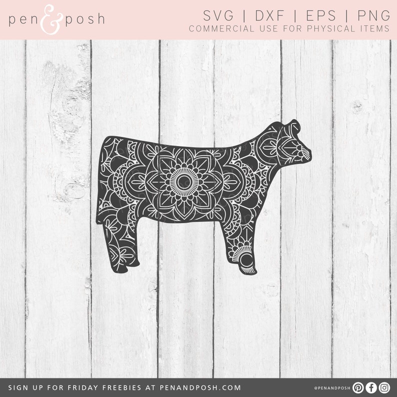 Mandala SVG Zentangle SVG Mandala Cow SVG Heifer Svg Zentangle Cow Svg Cow Svg Mandala Animal Svg Zentangle Animal show heifer image 3