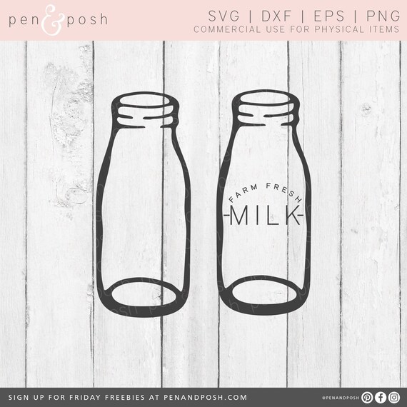 Download Milk Bottle SVG Glass Milk Bottle SVG Farm Fresh Milk | Etsy