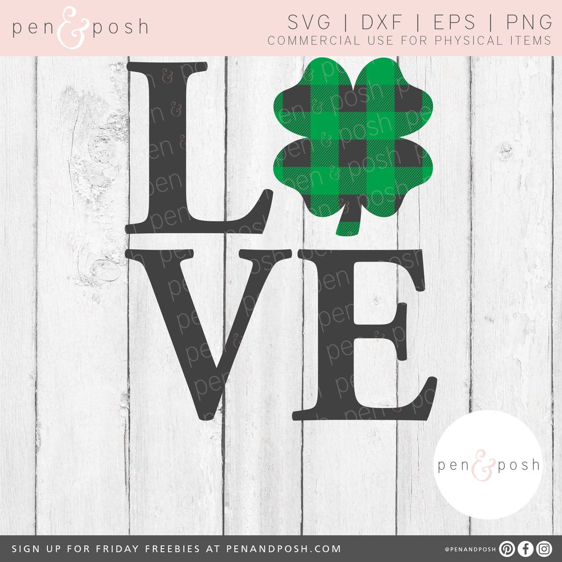 Love Shamrock SVG Love Clover SVG Plaid Shamrock SVG - Etsy