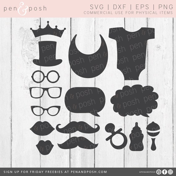 Download Baby Shower Props Svg Gender Reveal Svg Mustache Baby Etsy