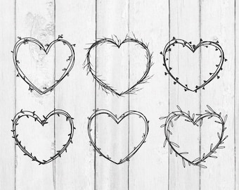 Heart Wreaths SVG - Handdrawn Hearts Clipart  - Heart Cut File - Heart Files - Valentine's Day SVG - Love Wreaths - Wreath Bundle - DXF File