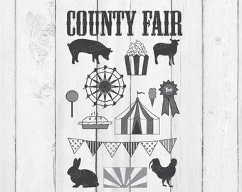 Fair SVG - Carnival SVG - Carnival Clip Art - County Fair SVG - Ferris Wheel  Fair Farm Animals - Fair Clip Art -   Dxf