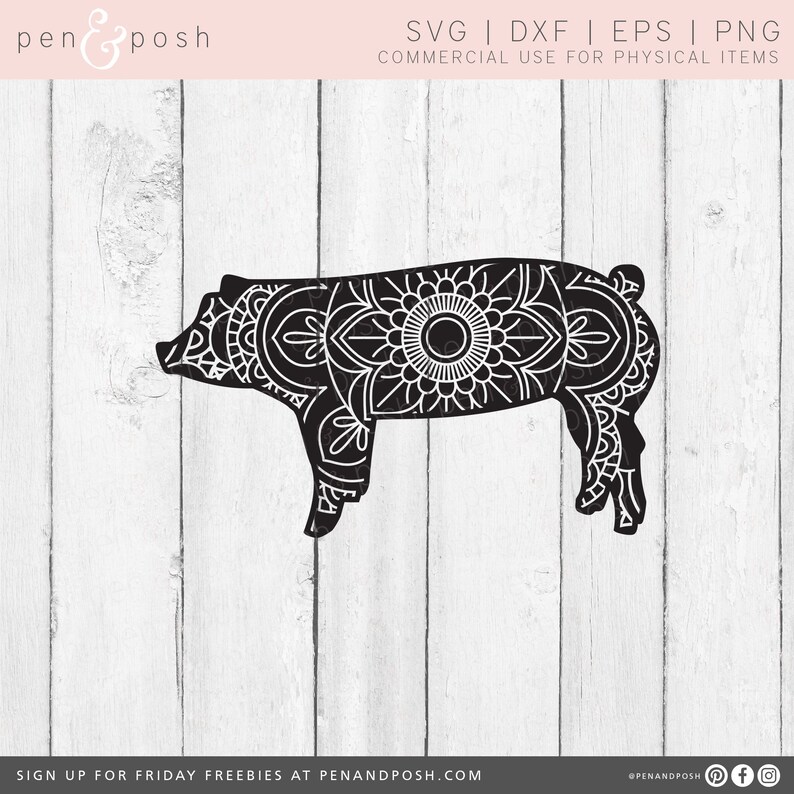 Download Show Pig SVG Mandala Show Pig Zentangle Show PIg 4H | Etsy