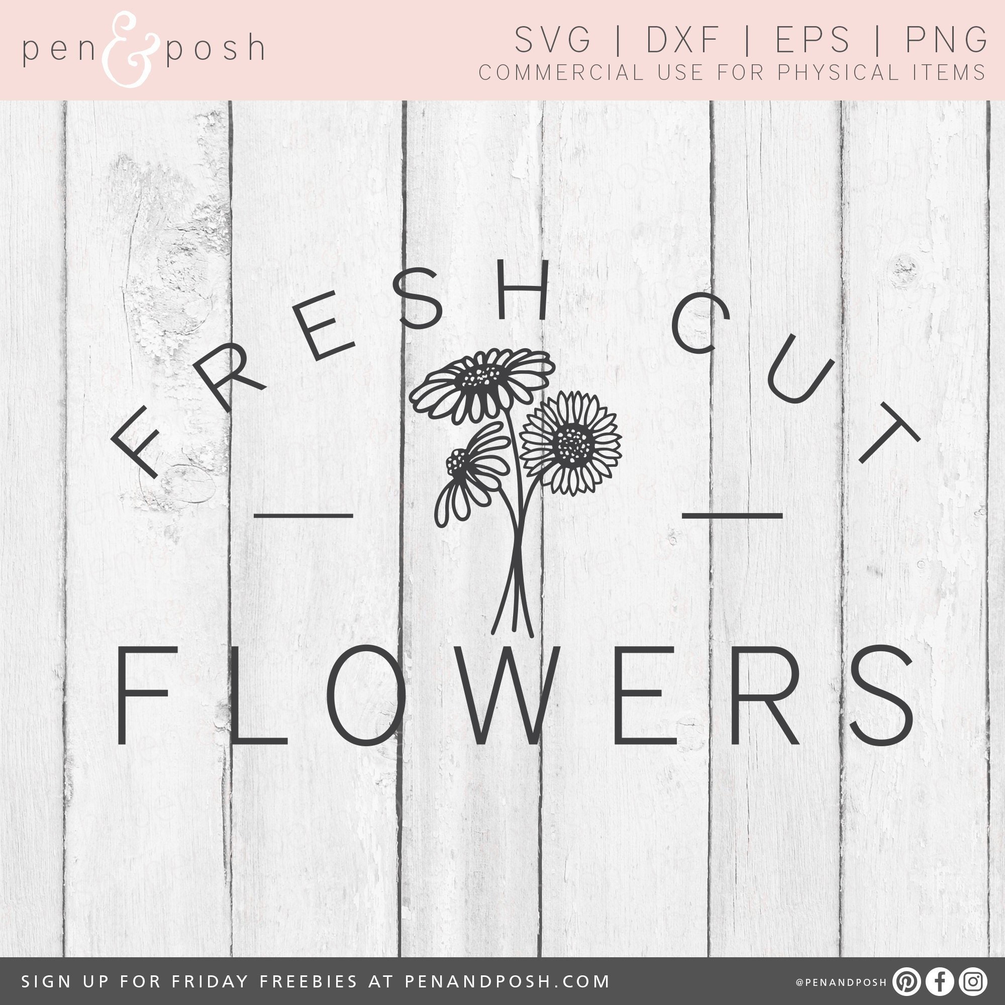 Fresh Flowers Sign File Fresh Cut Flowers SVG Flowers SVG | Etsy