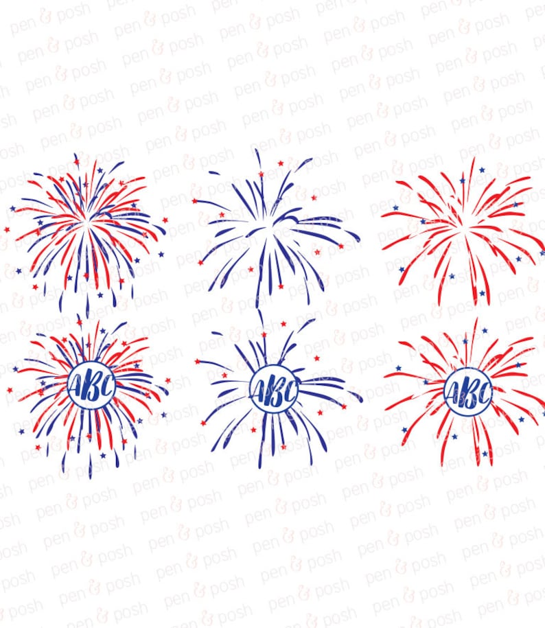 Download Fireworks SVG Fireworks Monogram SVG July 4th Cut Files | Etsy