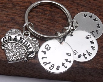 Grandma gift, grandma keyring keychain, family name keyring, grand children's names, nana, grandmother