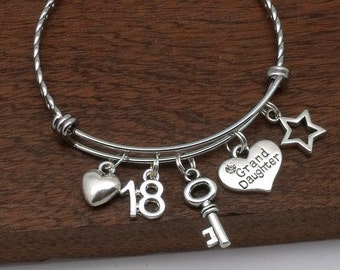 Granddaughter 18th bracelet, 18th gift for granddaughter, 18th jewellery, 18 birthday gift, 18th gift for her, age 18 jewellery gift