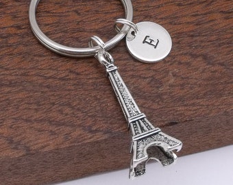 Paris Eiffel Tower keyring, Eiffel Tower keychain, Paris Eiffel tower gift for her, personalised initial keyring
