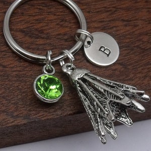 Badminton shuttlecock keyring gift, badminton keychain, shuttlecock keychain, personalised badminton gift, birthstone, customised initial