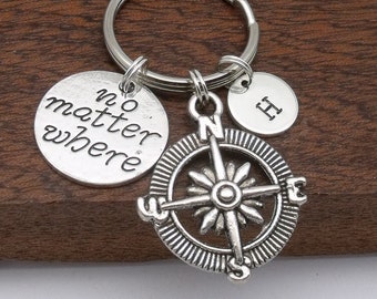 Friendship gift initial keyring, distance keychain, no matter where, long distance relationship, mother daughter, sister, best friend