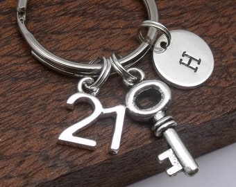 21st birthday keyring gift, 21st birthday keychain, 21st key gift, personalised 21st gift, customised initial, letter