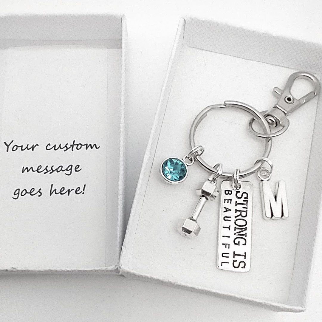 Fitness Gym Motivation Keyring Keychain Gift, Dumbbell Weight Lifting ...