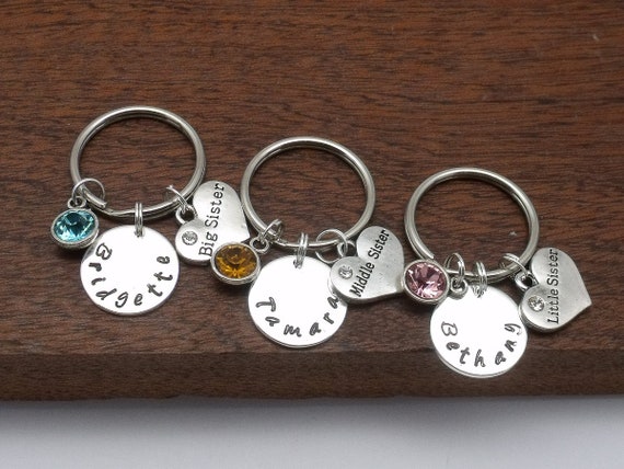 Big Middle Little Sister Keyring Gift, Sisters Keyrings,