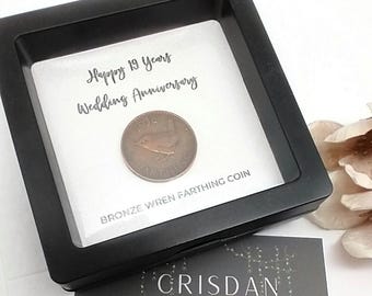 19th Bronze Wedding Anniversary Coin Gift, 19 Years Married Gift Framed