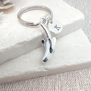 Banana keyring gift, keychain, personalised fruit gift, birthstone, customised initial, letter