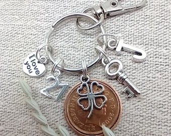21st 2005 Personalised Birthday Gift Keyring, 21st Coin Birthday Present With Birth Year, Nostalgic Gift, Meaningful Present