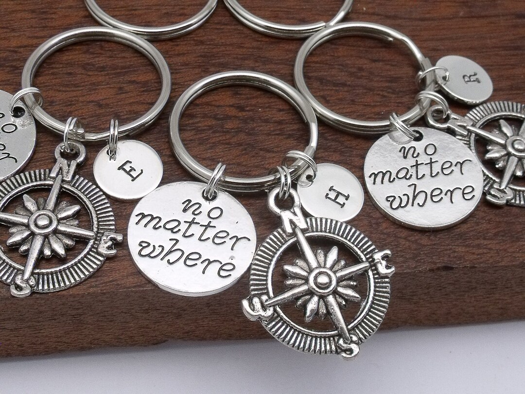 Set of 5 Five Friendship Gift Initial Keyrings, Distance Keychain, No ...