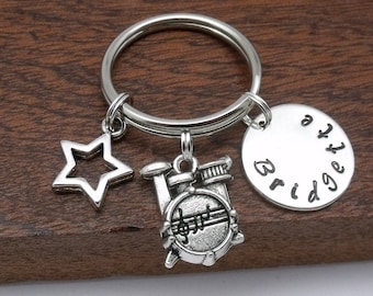 Drums name keyring customised gift, drum kit keychain, drummer name keychain, personalised drums gift