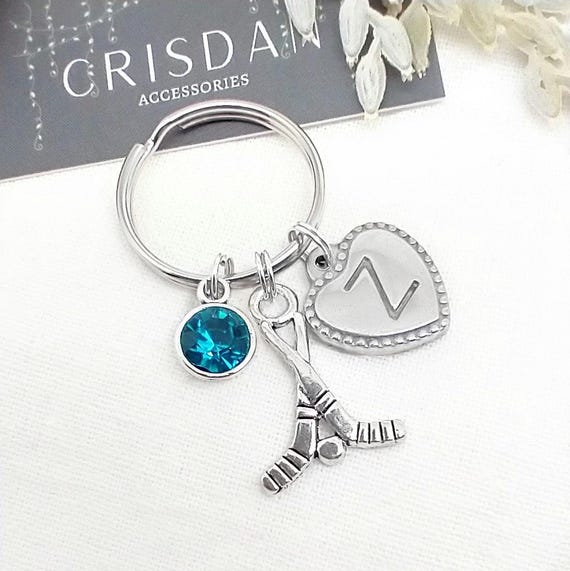 Hockey Sticks Keyring Gift, Hockey Sports Keychain, Personalised