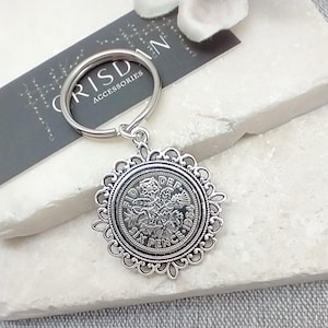 60th 1965 Silver Sixpence Birthday Keyring Gift
