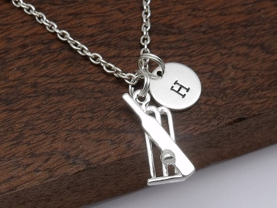 Cricket necklace, cricket jewellery, cricket gift, personalised gift, customised initial, letter, number, hand stamped