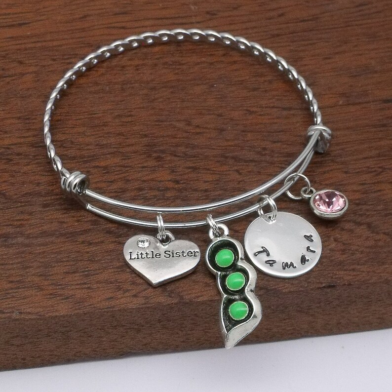 birthstone 3 sister bracelet personalised sister name gift Big Middle Little sister bracelet gift 3 sister jewellery 3 peas in a pod