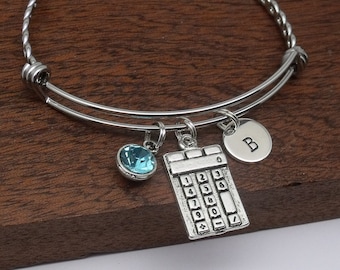 Calculator bracelet, maths gift, calculator jewellery, personalised gift for maths student, teacher, passing maths exams, initial, letter