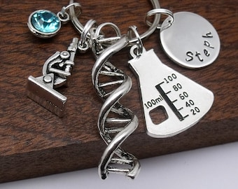 Ultimate science keyring, scientist keyring keychain gift, science teacher gift, biology, chemistry, microbiology, geeky, name keyring