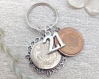 21st 2005 Birthday Gift Keyring, 21st Coin Birthday Present With Birth Year, Nostalgic Gift, Meaningful Present