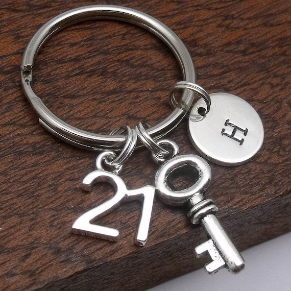 21st Birthday Keyring Gift 21st Birthday Keychain 21st Key Gift Personalised 21st Gift Customised Initial Letter Etsy UK