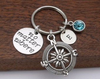 Friendship gift keyring, distance keychain, no matter where, long distance relationship, mother daughter, sister, best friend, birthstone
