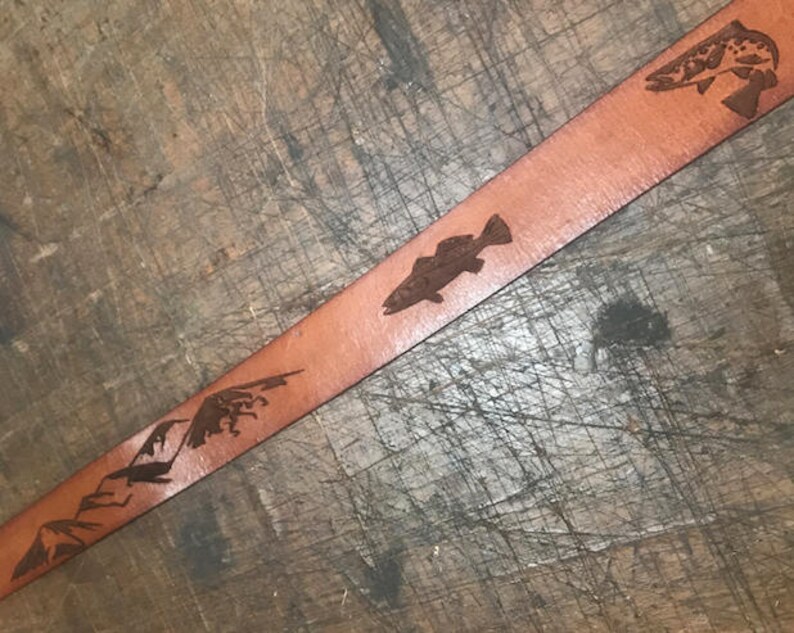 Leather Belt Fly Fishing Themed Premium Quality Etsy