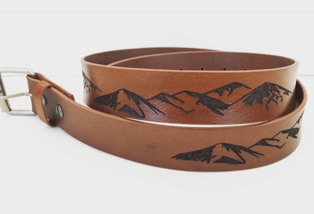 Leather Belt Mountain Themed Premium Quality Etsy