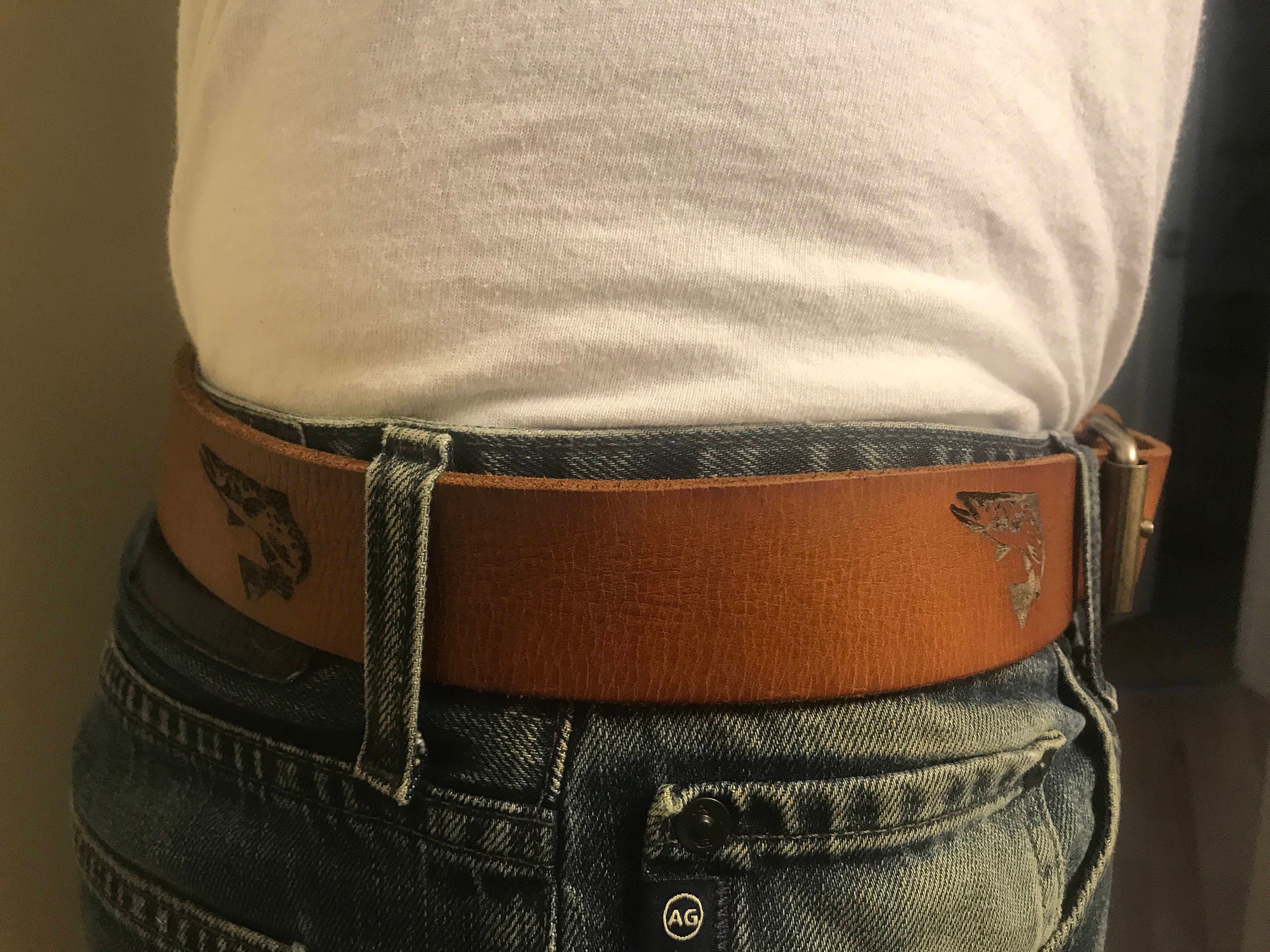 Leather Belt Fly Fishing Themed Premium Quality Etsy