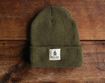 The Highland Camp Beanie - Olive Drab - Merino Wool