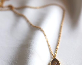 North Star Necklace, Celestial Gold Necklace, Minimalist Star Pendant, 18K Gold Plated Stainless Steel Layering Necklace