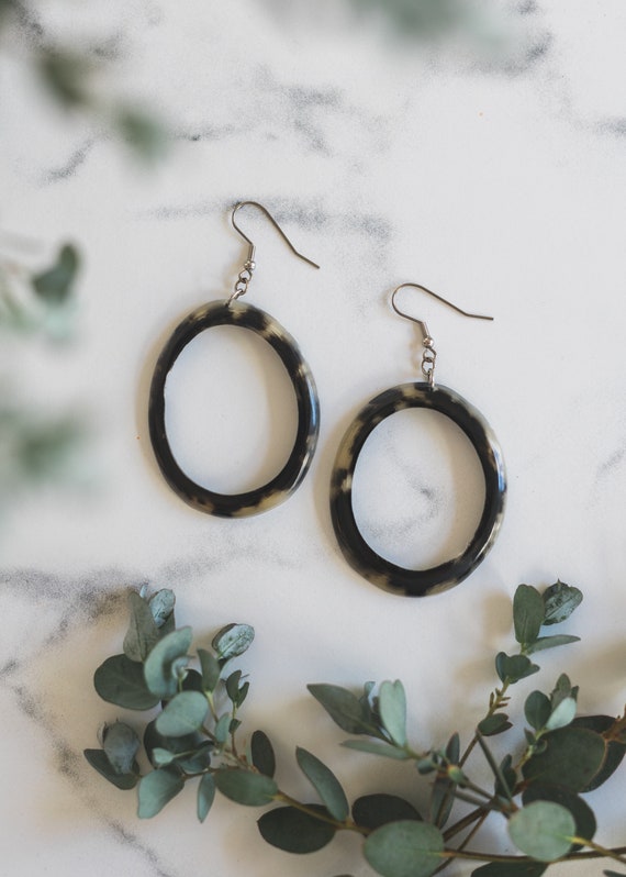 Horn hoop earrings deals