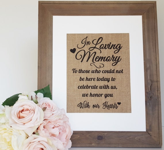 Memorial Table Sign Wedding Memory Table Wedding Burlap Etsy