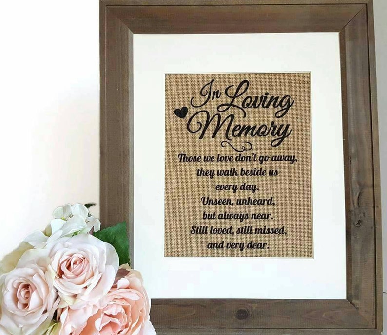 In Loving Memory Wedding Burlap Print Wedding Memory Table