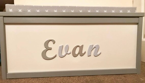 personalised toy box with cushion top