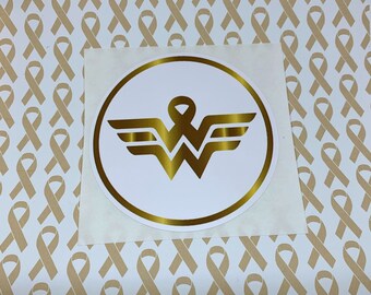 Superhero Gold Ribbon Sticker