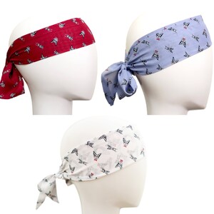 3 Boston Terrier yoga headbands Birthday gift for her bandana outfit accessory 